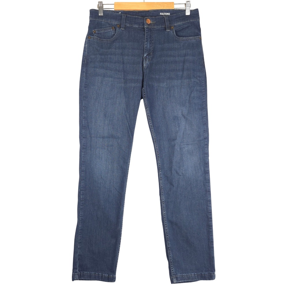 Mugsy Fultons Mens Blue Straight Leg Stretch Jeans FLX3NFU 34x30 (Fits 33x30)